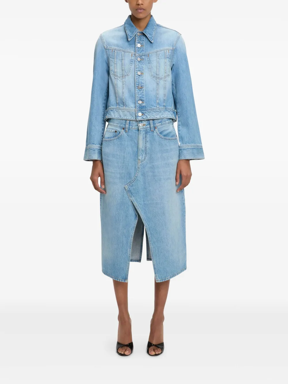Victoria Beckham Denim jack Blauw