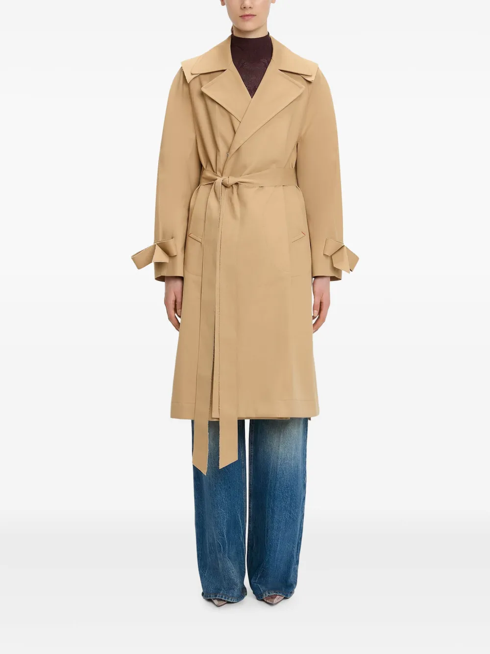 Shop Victoria Beckham Raglan Belted Trench Coat In Neutrals