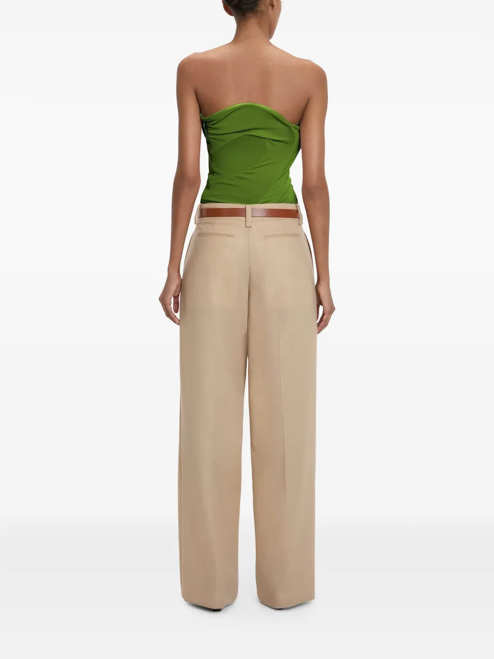 Victoria Beckham Wave strapless top Groen