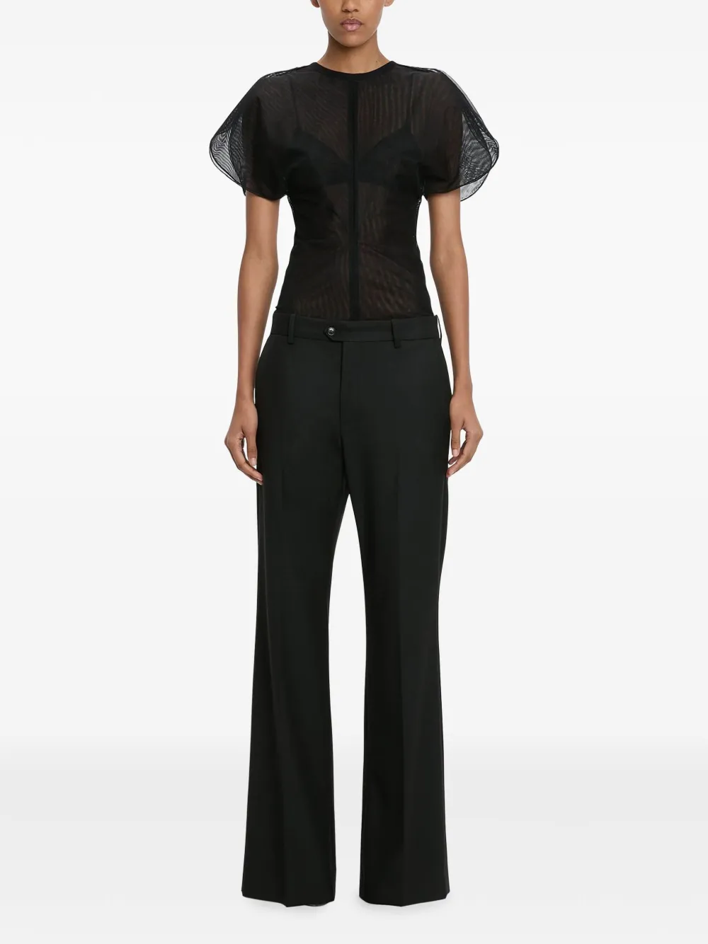 Shop Victoria Beckham Tulle Blouse In Black