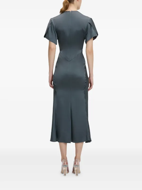 ワンピースその他 VICTORIA BECKHAM Women Dresses 1125WDR006144AVI Grey Victoria Beckham twisted-detail Midi Dress | Grey | FARFETCH