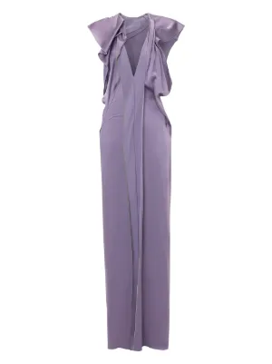 【Victoria Beckham】ドレープ付きオープンバックサテンガウン Victoria Beckham