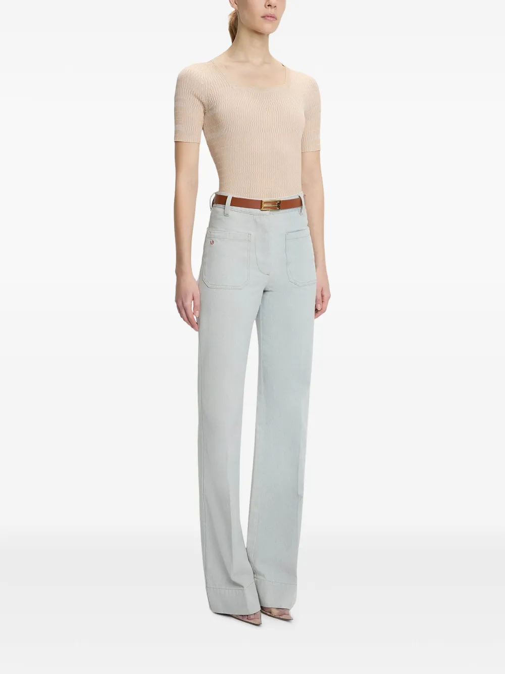 Victoria Beckham Top met vierkante hals Beige