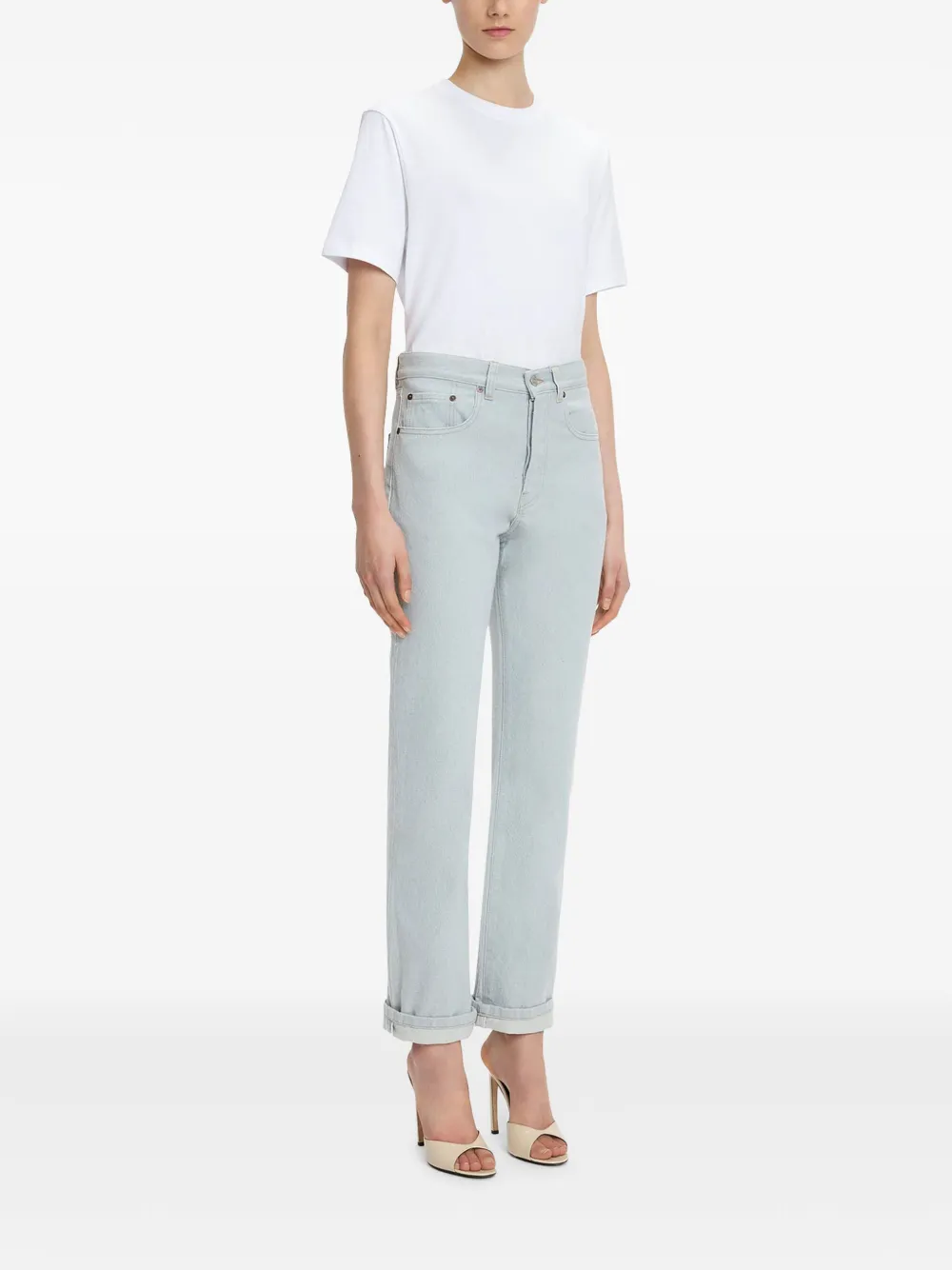 Victoria Beckham Victoria straight jeans met opgerolde cuffs Blauw