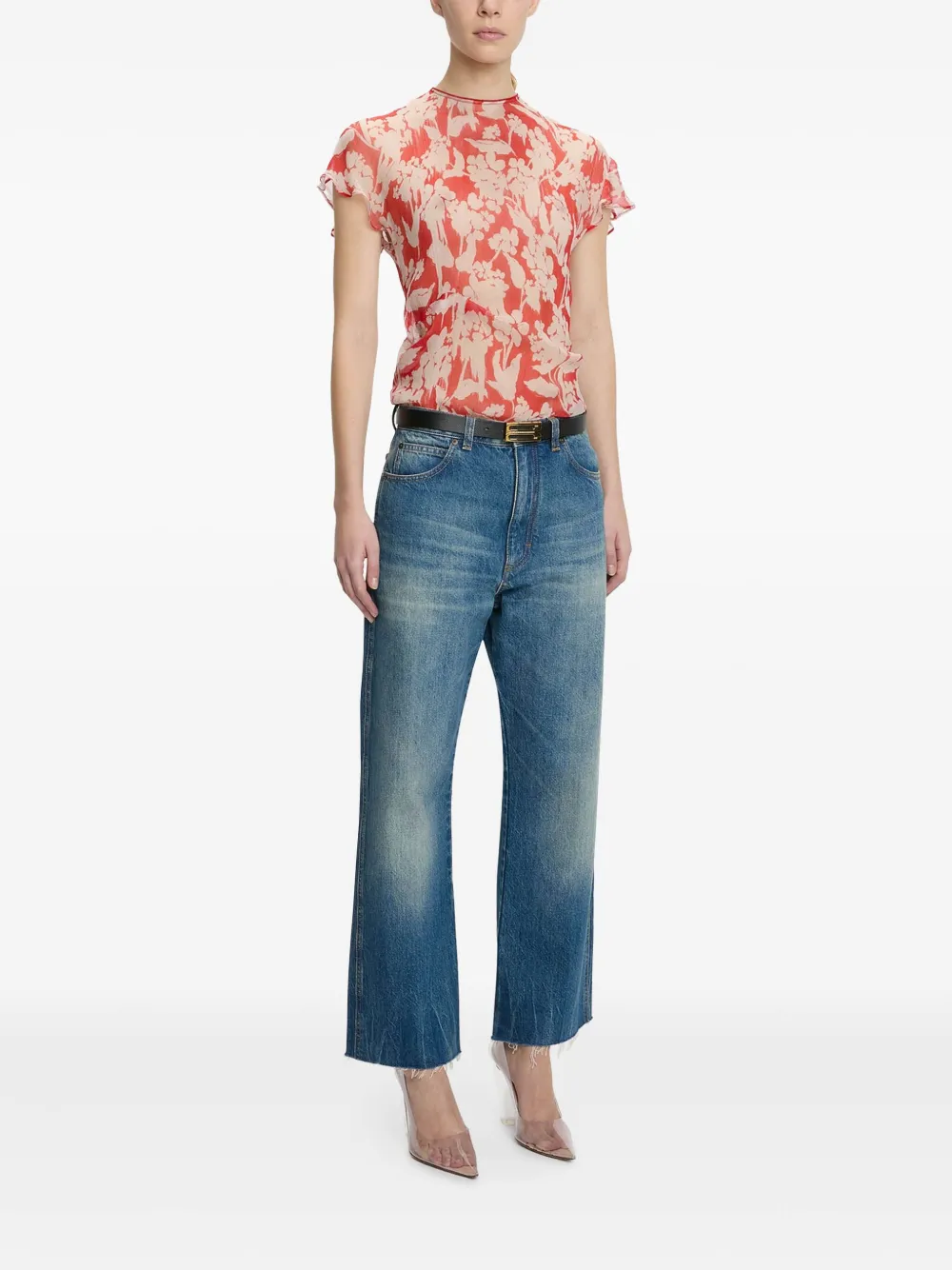 Victoria Beckham Gedrapeerde top met print Wit
