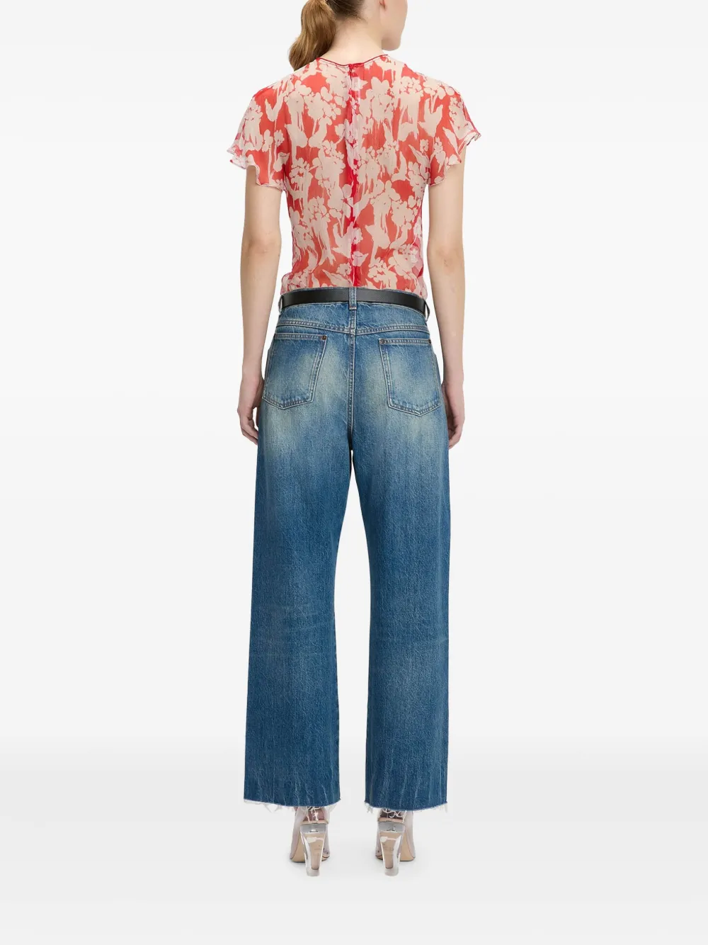 Victoria Beckham Gedrapeerde top met print Wit
