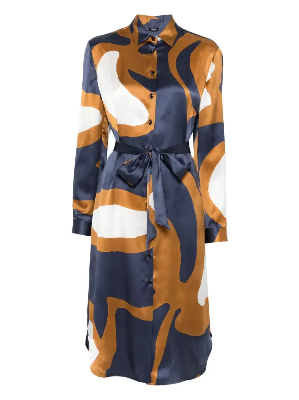Kiton Printed Midi Dress in Blue