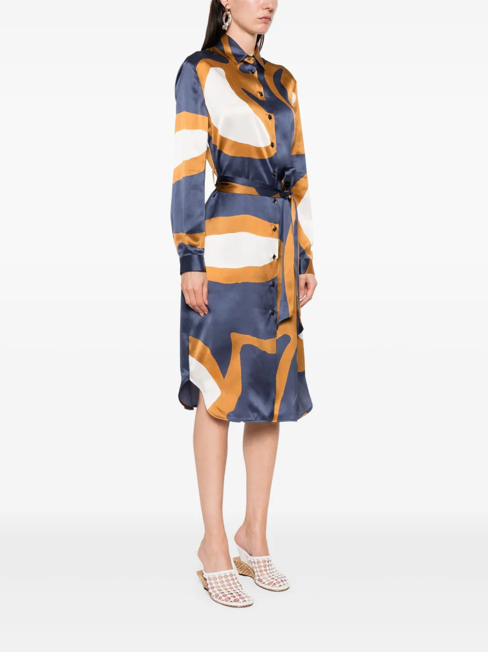 Kiton Midi-jurk met print Blauw