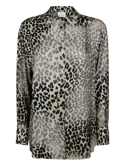 Chemise imprimée à détail noué - Nude - Modalova