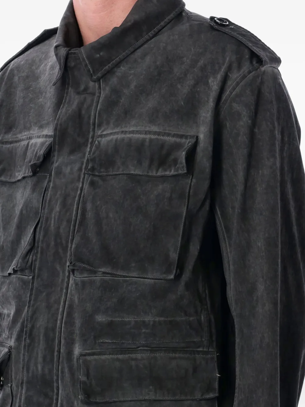 Ten C Legerjack met verwassen effect Zwart