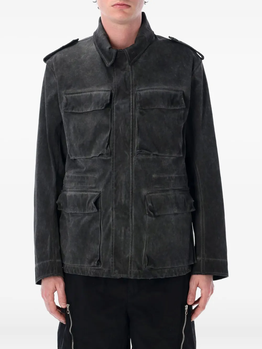 Ten C washed military jacket | Black | Image 1