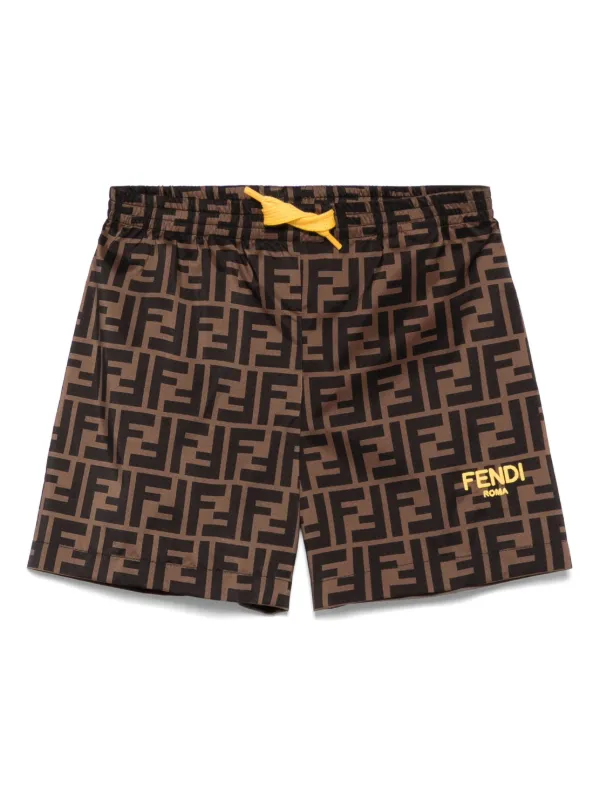 Fendi Kids FF-motif Swim Shorts Brown FARFETCH