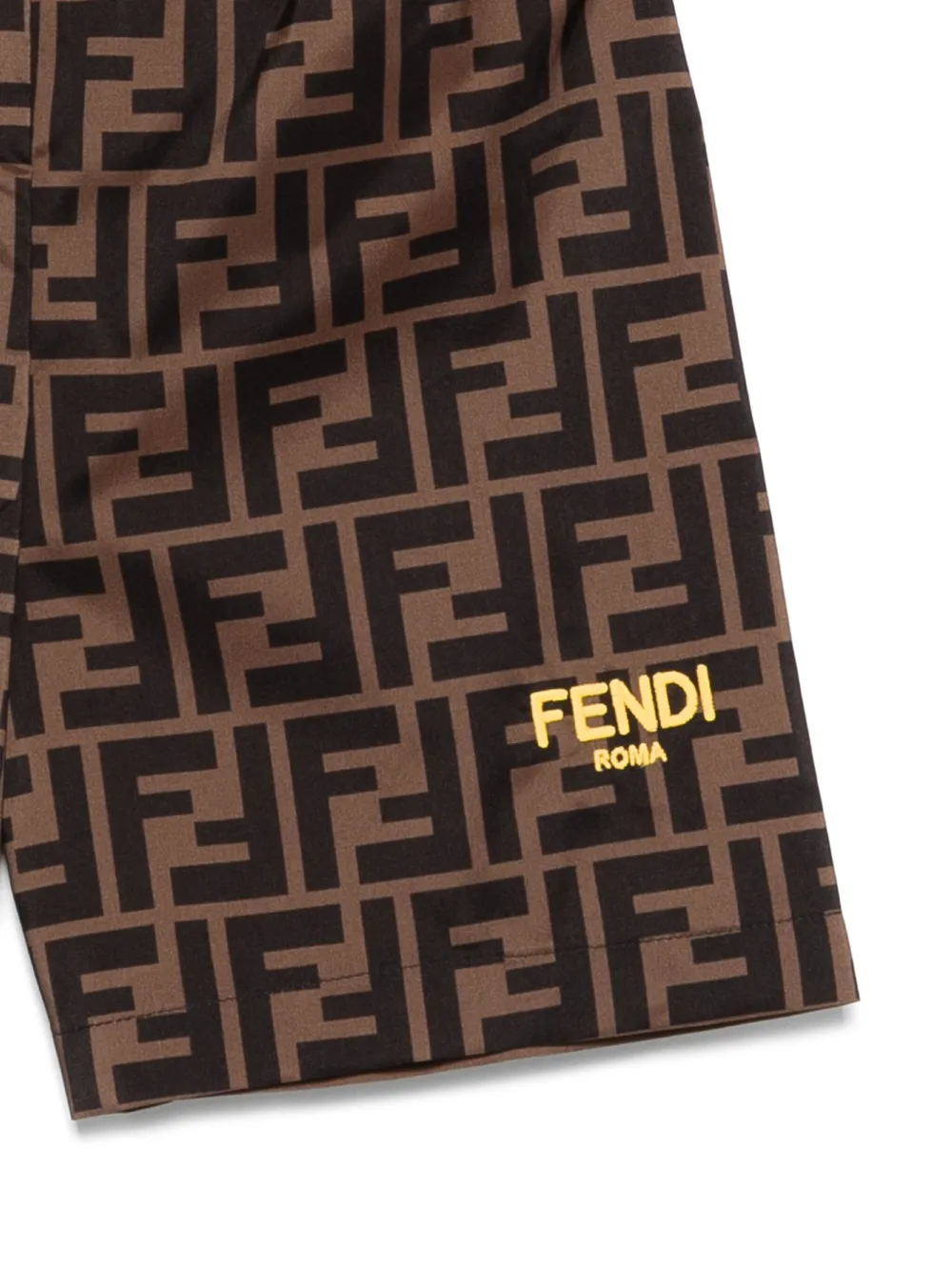 Fendi Kids Zwembroek met FF-patroon Bruin
