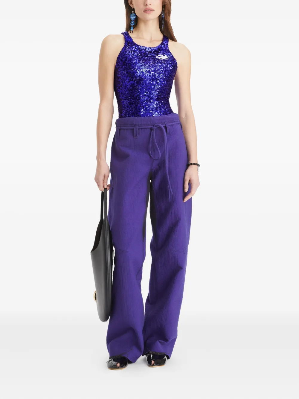 Tory Burch Broek met ceintuur - Paars