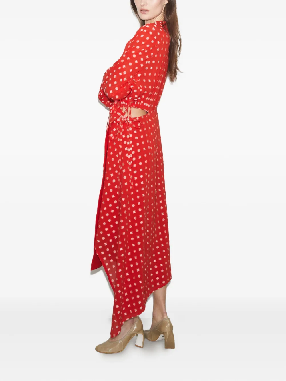 Tory Burch Wikkeljurk met stippen Rood