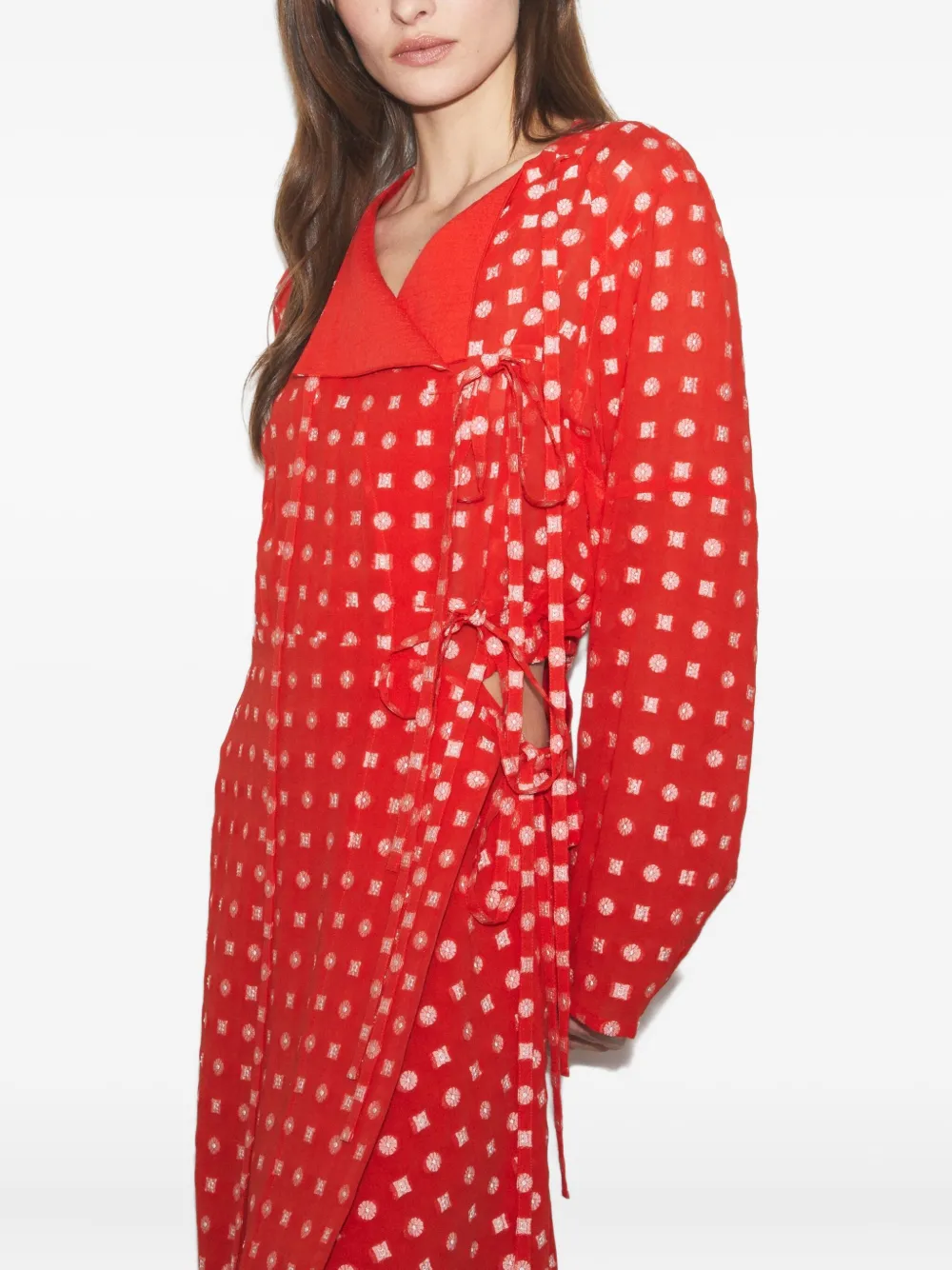 Tory Burch Wikkeljurk met stippen Rood