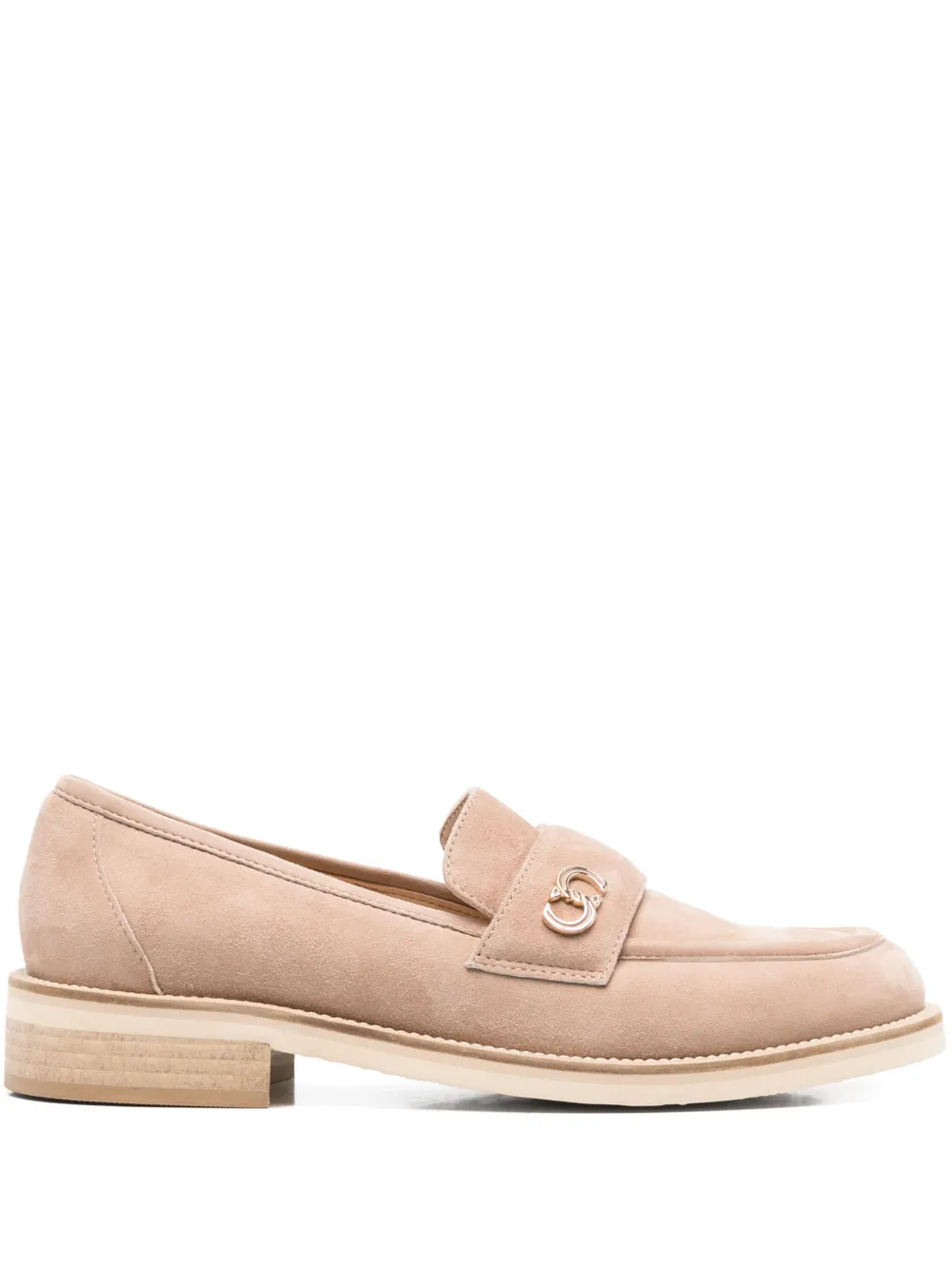 Casadei logo-plaque loafers Neutrals