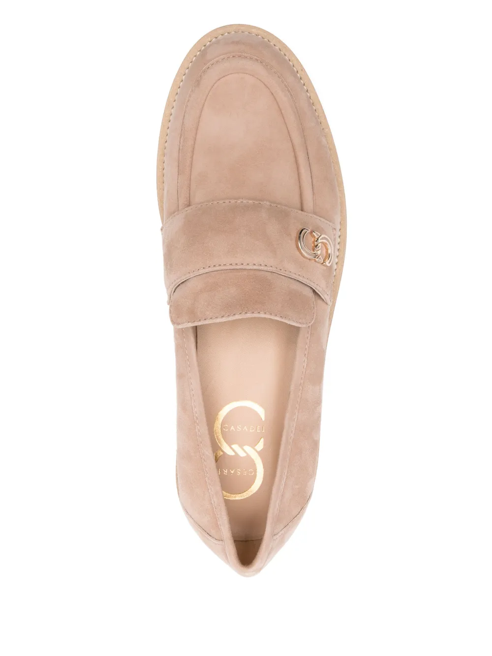 Casadei logo-plaque loafers Neutrals
