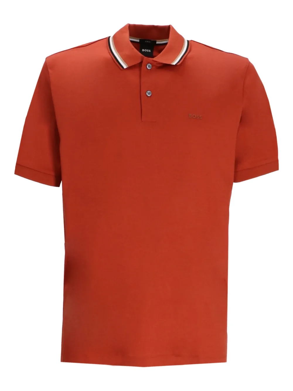 BOSS Poloshirt met contrasterende kraag Oranje