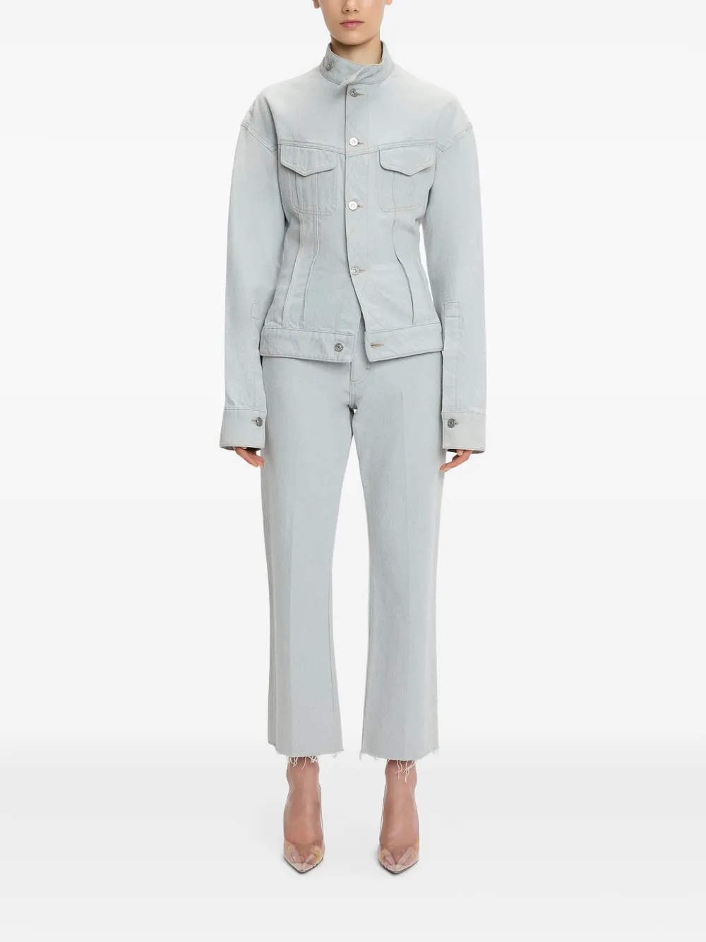 Victoria Beckham Blue Sculptural Denim Jacket In Blue