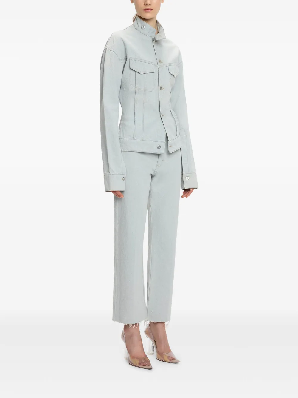 Victoria Beckham Sculptural denim jack Blauw