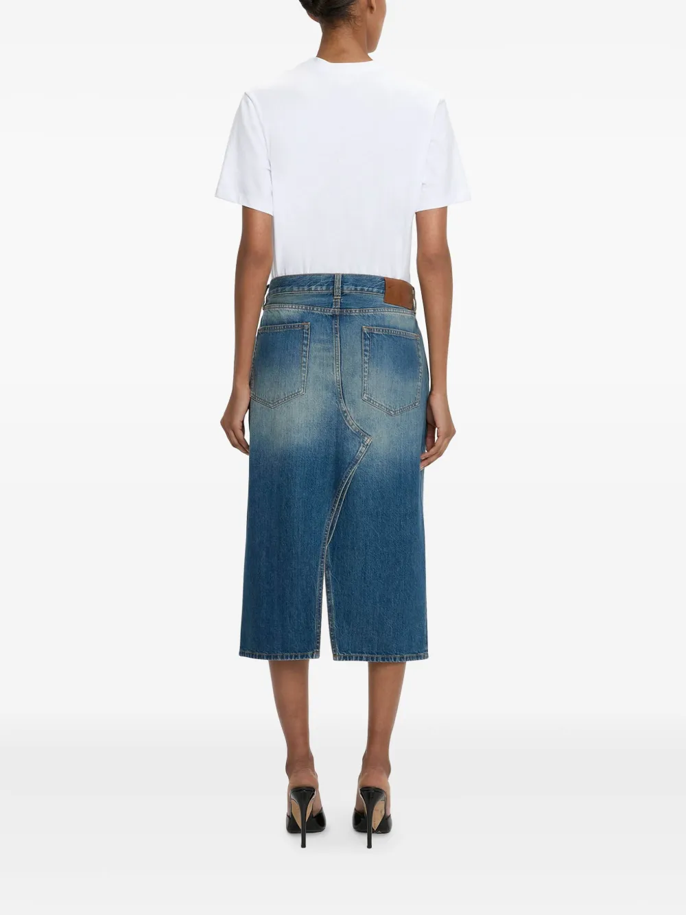 VICTORIA BECKHAM KICK DENIM MIDI SKIRT 