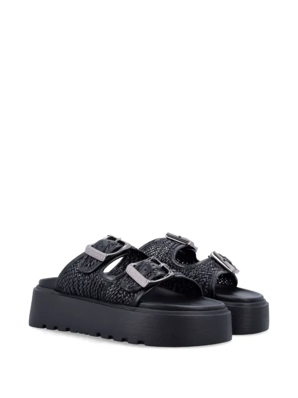 Casadei Birkly plaid-embellished Platform Sandals | Black | FARFETCH