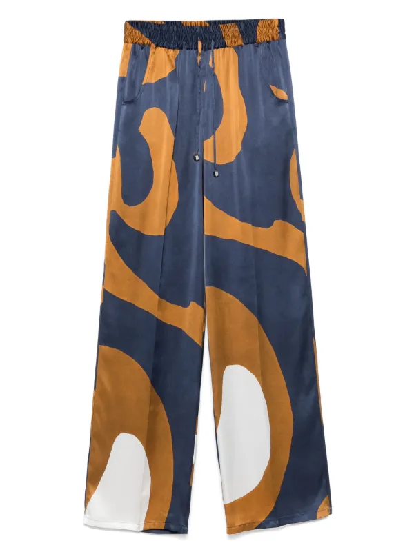 Kiton Abstract-print Trousers in Blue