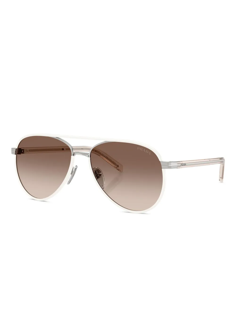 Prada Eyewear Zonnebril met gegraveerd logo Wit