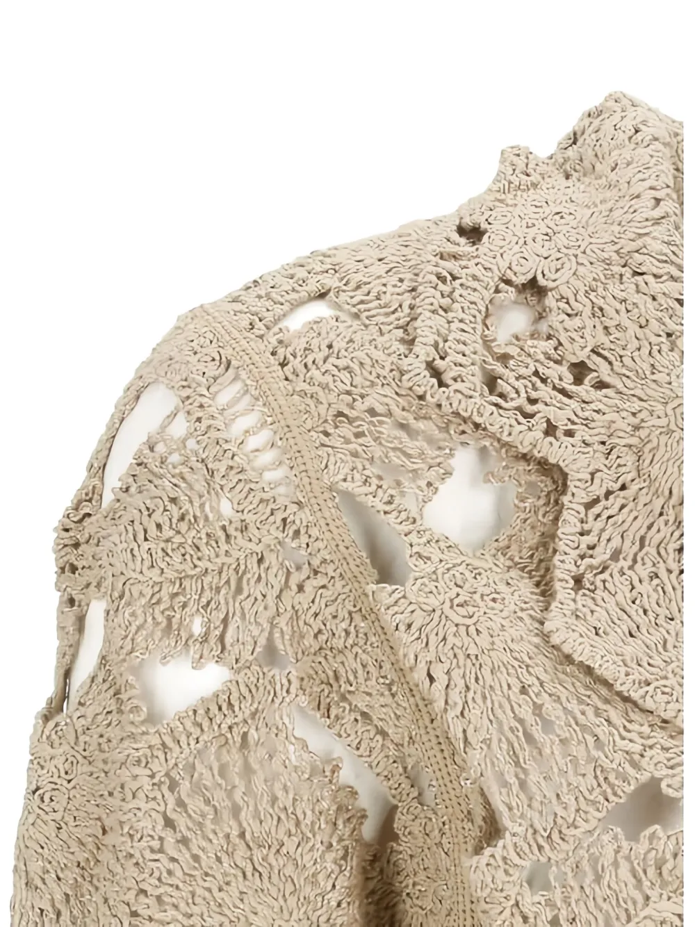 Kangra Cashmere Kangra Crochet-detail Beige Jacket With Scalloped Hem