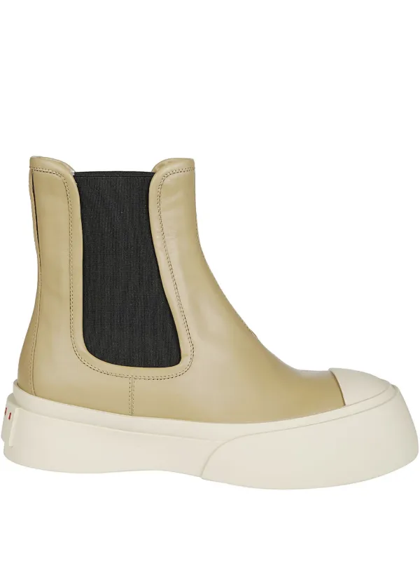 Marni Leather Chelsea Boots in Neutrals