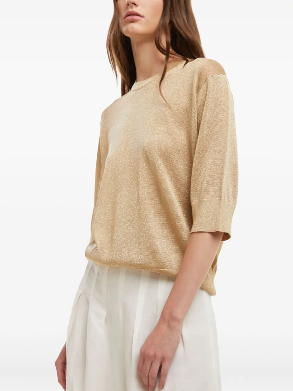Kangra metallic-threading T-shirt | Neutrals | Image 1