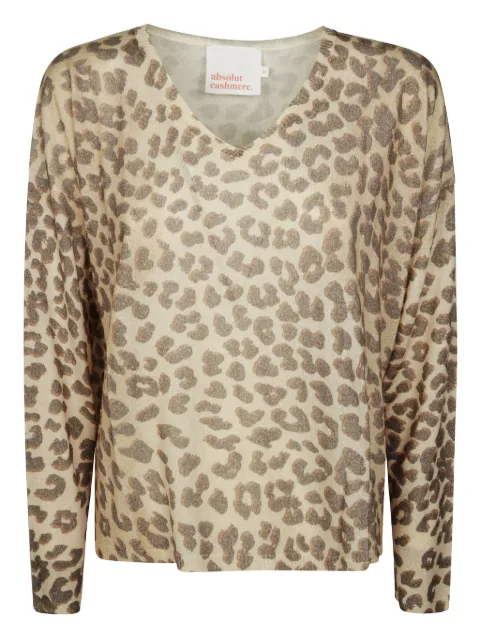 absolut cashmere leopard-print top