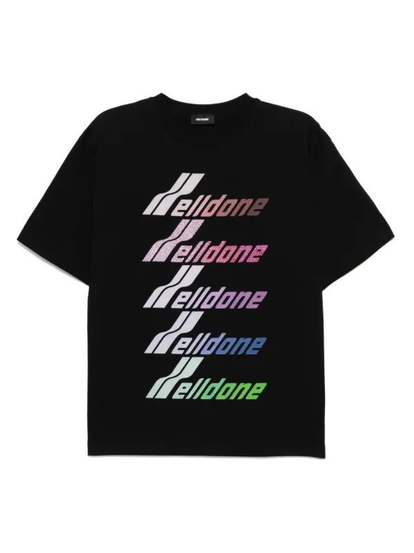 【関税込み】We11done ブラック プリントTシャツ We11done オーバーサイズ Tシャツ | ブラック | FARFETCH JP