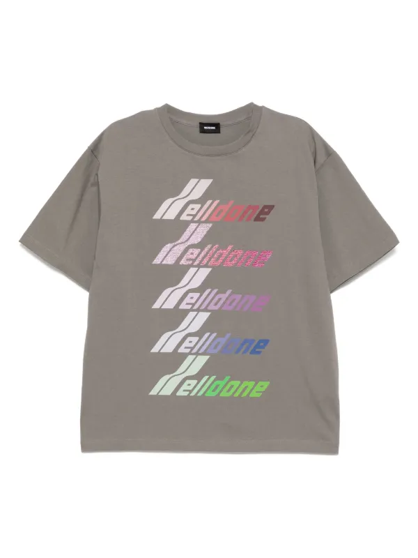 【関税込み】We11done グレー フロントロゴ Tシャツ We11done: グレー フロントロゴ Tシャツ | SSENSE 日本