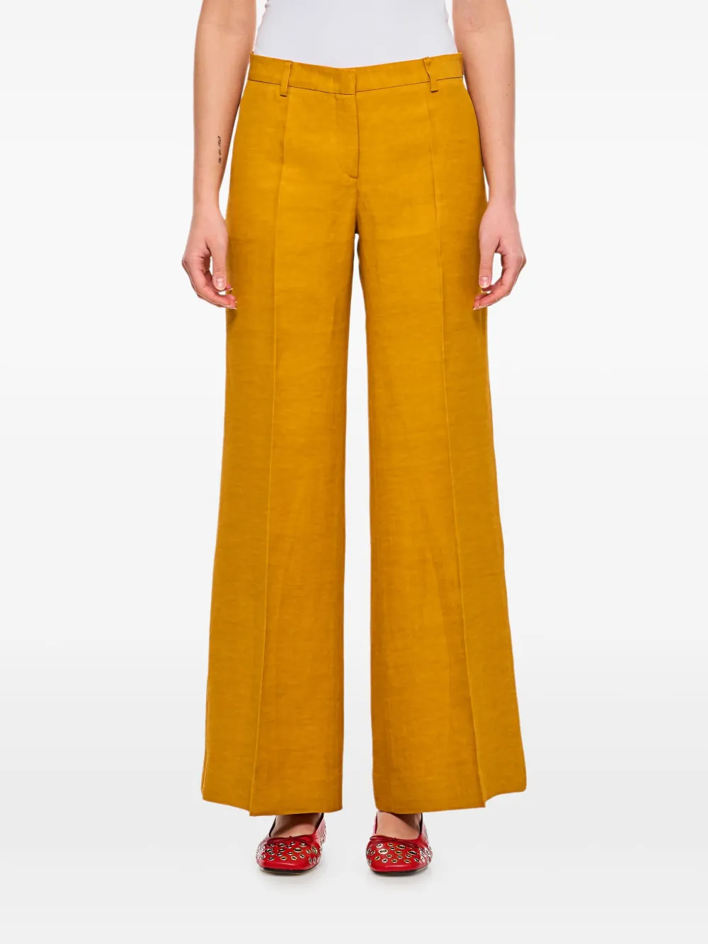 Alberto Biani Straight broek Geel