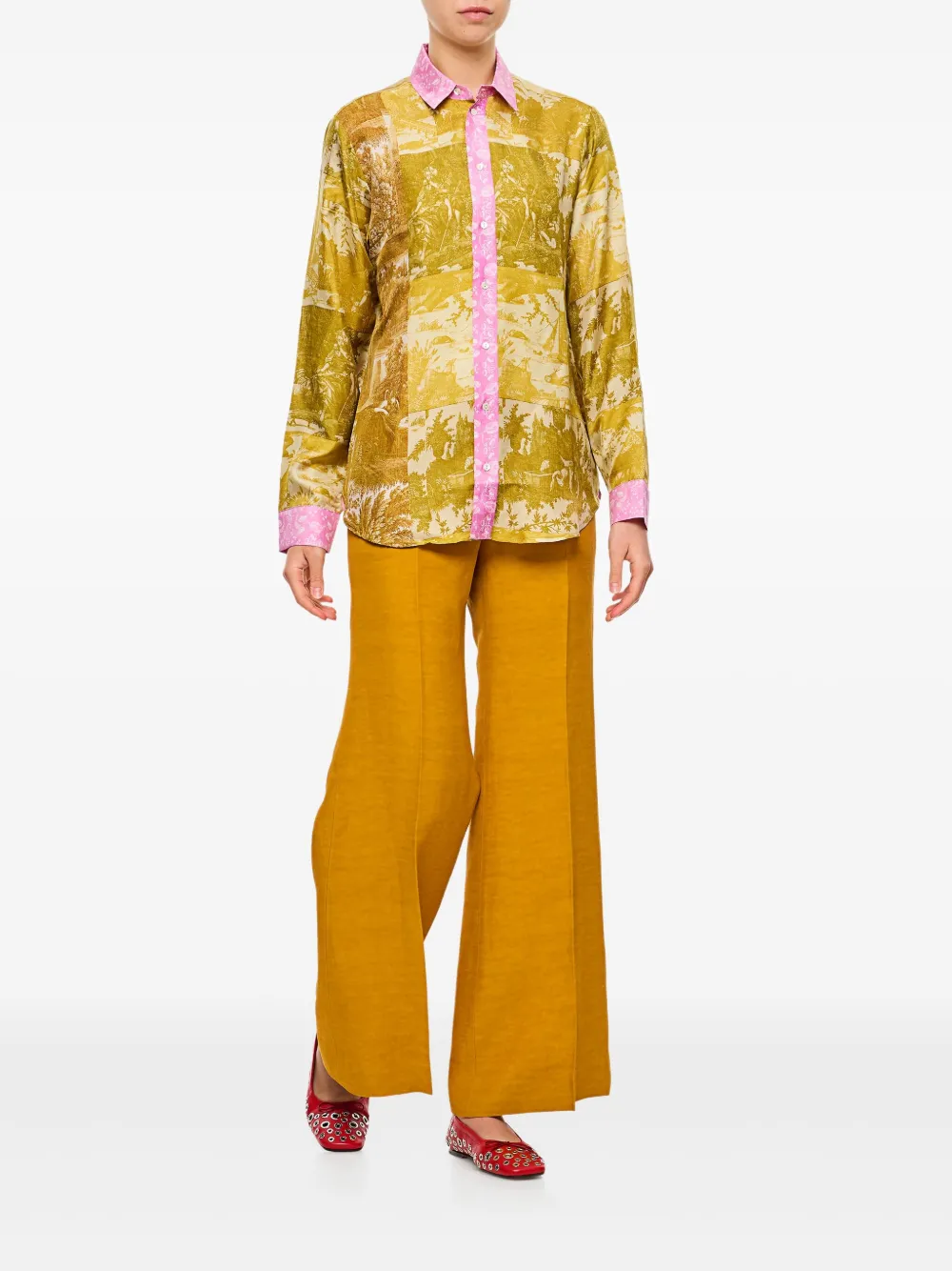 Alberto Biani Straight broek - Geel