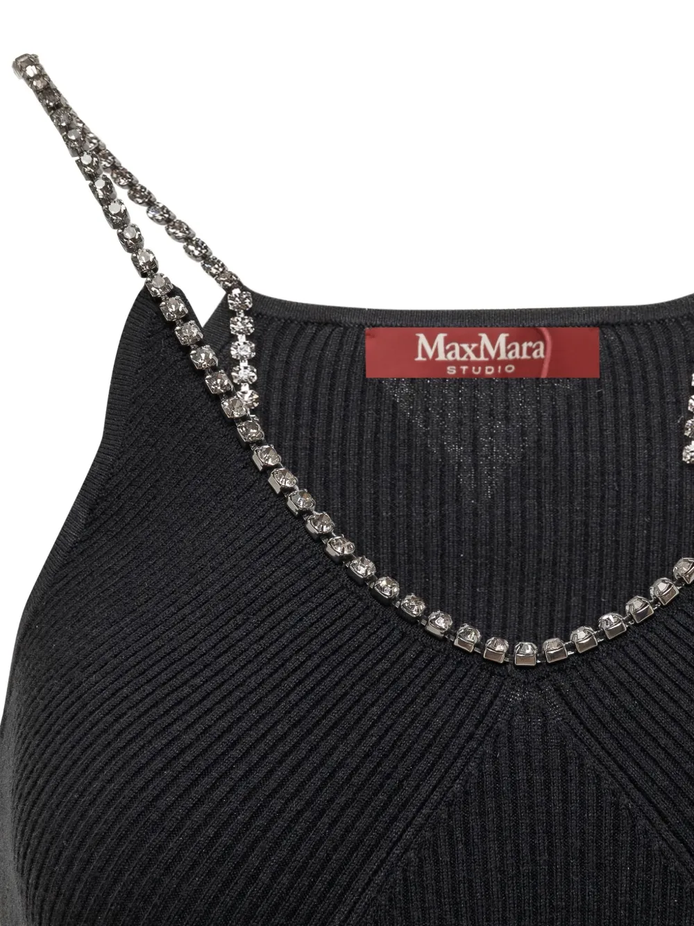 Max Mara Mina geribbelde top Zwart