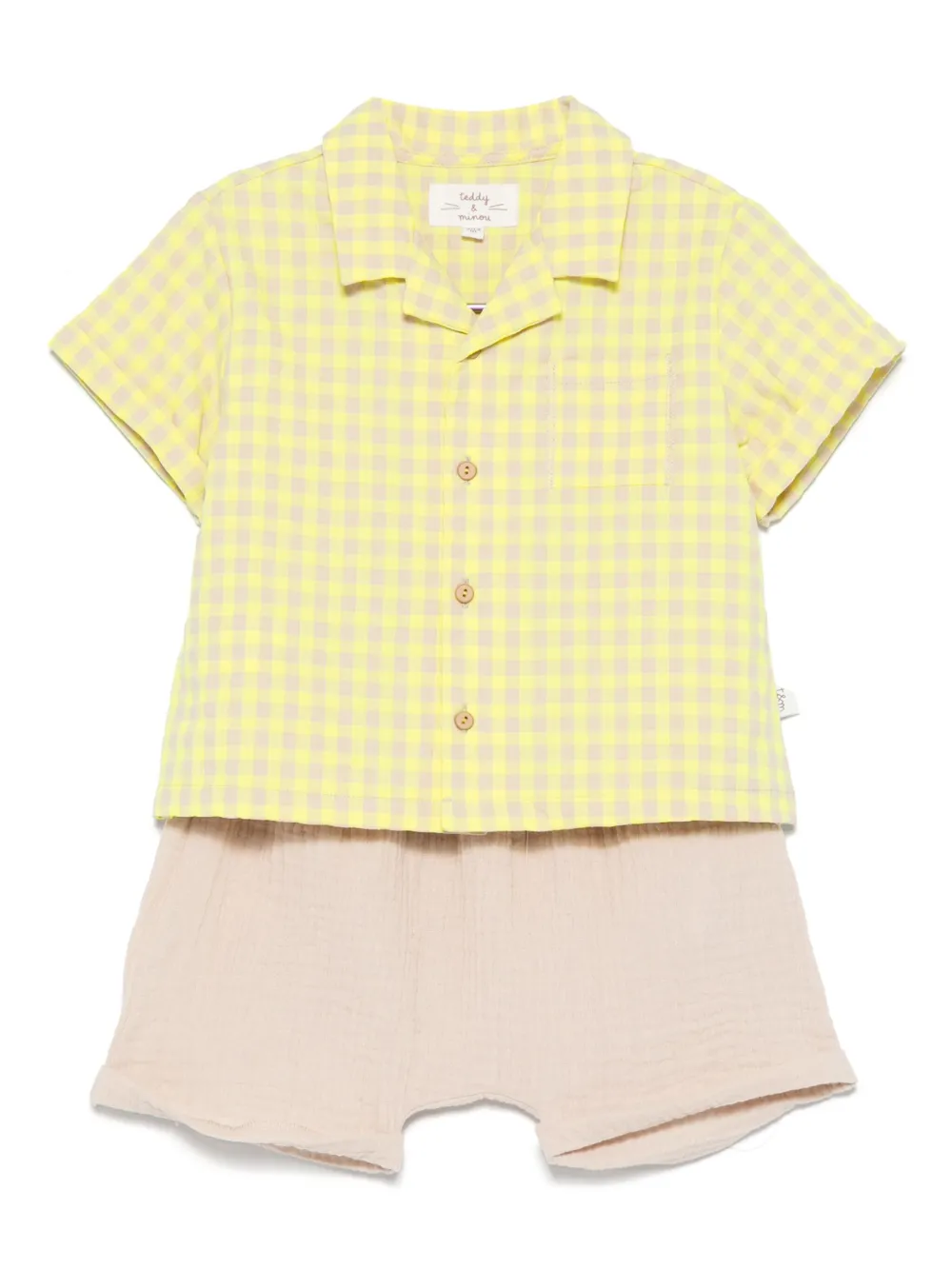 TEDDY & MINOU Geruit shirt en shorts Bruin