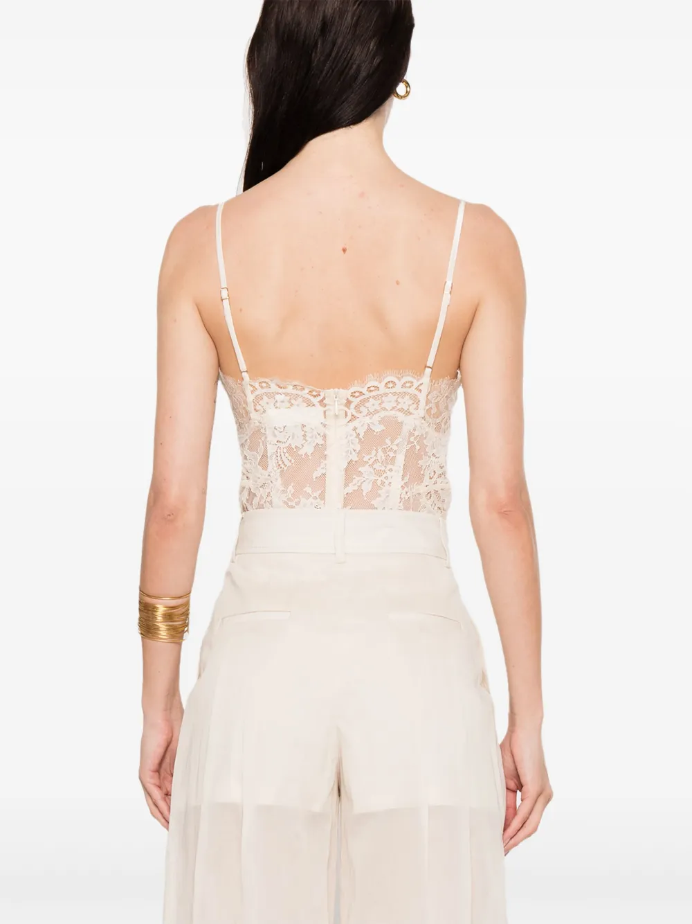 Shop Zimmermann Lace Bodysuit In Neutrals