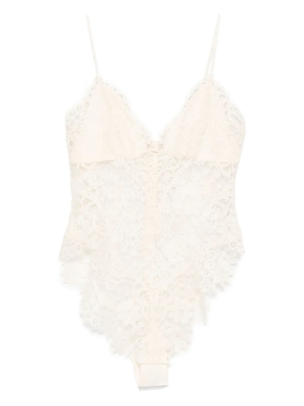 Shop Zimmermann Lace Bodysuit In Neutrals
