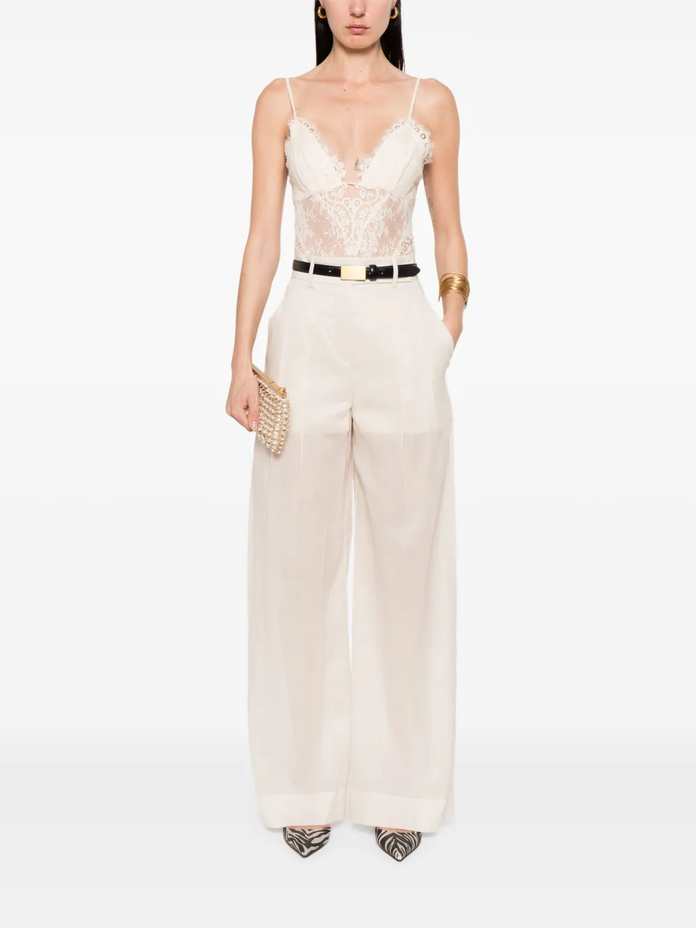 Shop Zimmermann Lace Bodysuit In Neutrals