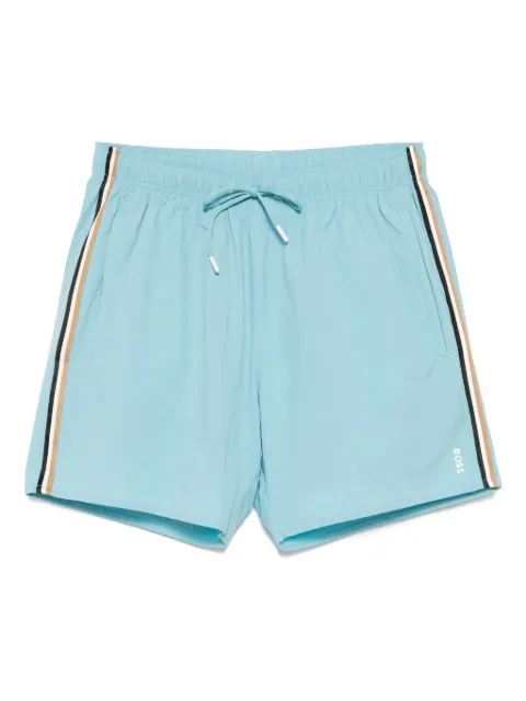BOSS striped logo swim shorts