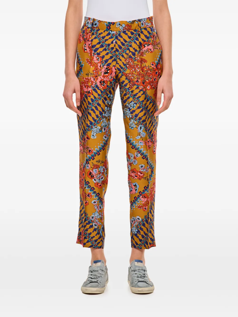 Alberto Biani Silk Trousers In Multi