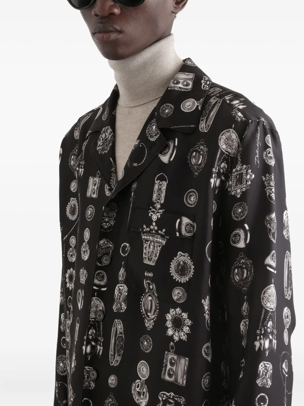 Dolce & Gabbana Overhemd met medaillon print Zwart