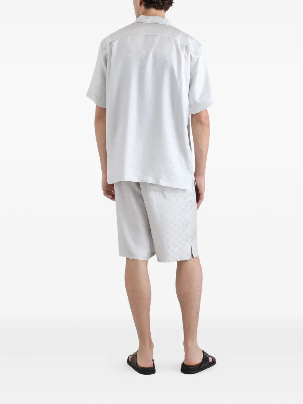 Dolce & Gabbana Zijden overhemd met monogram-logo Grijs