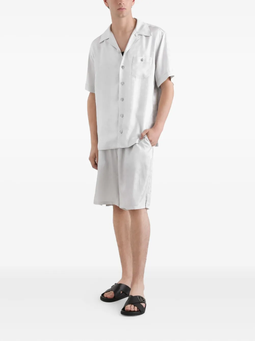 Dolce & Gabbana Zijden overhemd met monogram-logo - Grijs