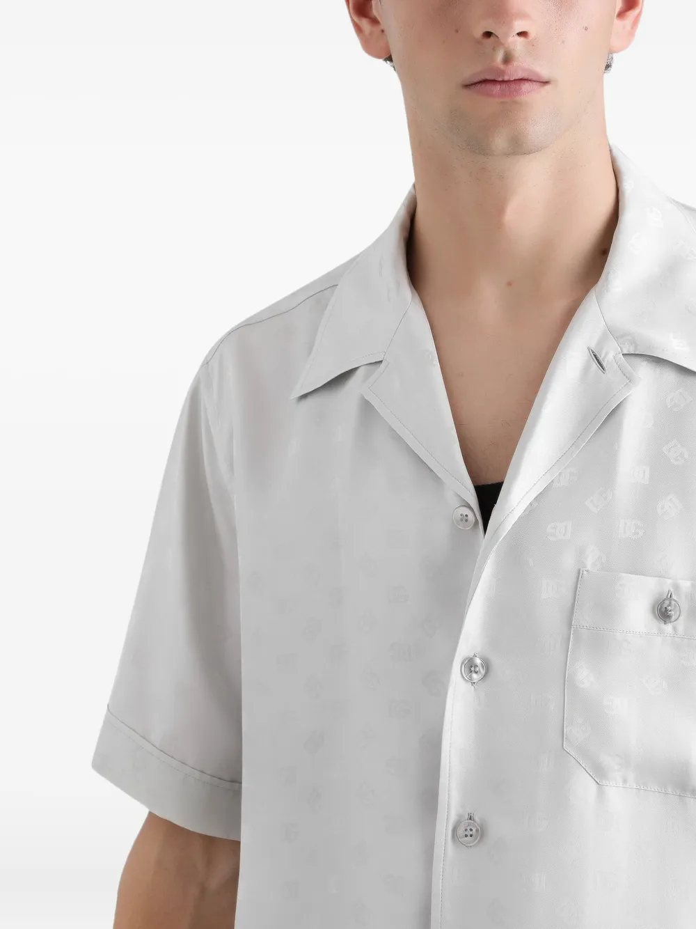 Dolce & Gabbana Zijden overhemd met monogram-logo Grijs