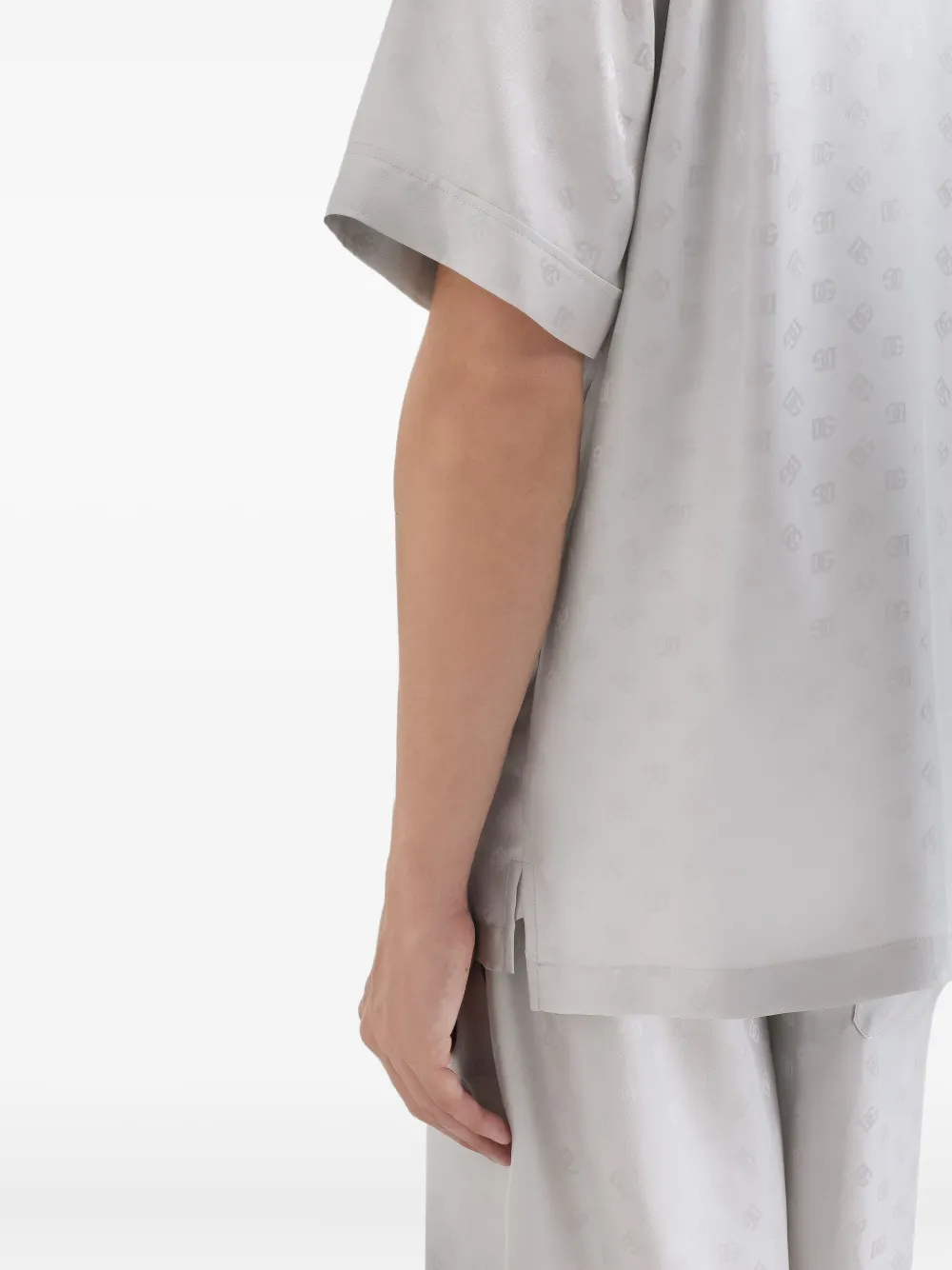 Dolce & Gabbana Zijden overhemd met monogram-logo Grijs