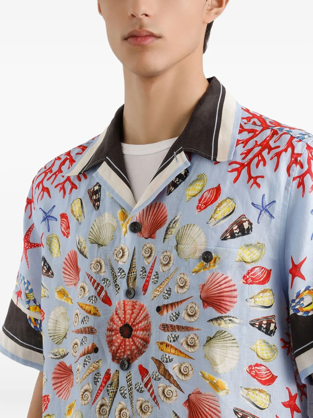 Dolce & Gabbana Hawaii overhemd met schelpenprint Blauw